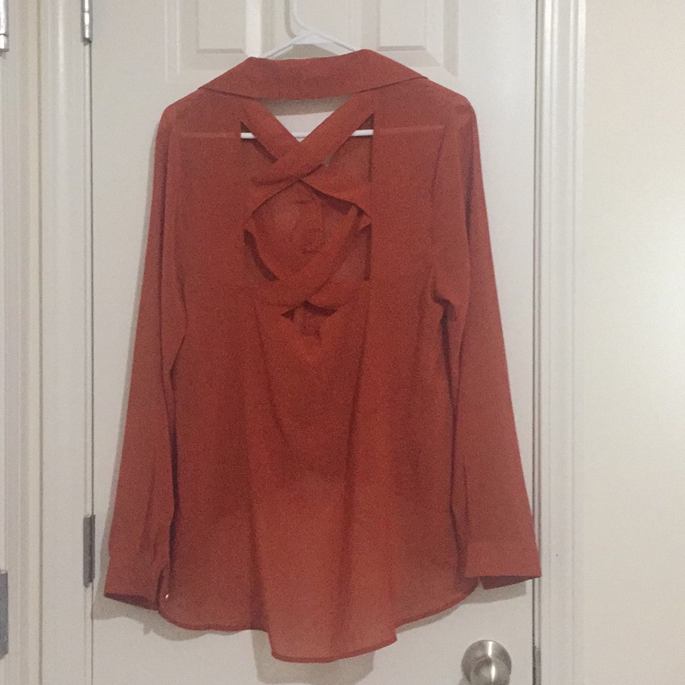 Burnt orange long sleeve top size: medium - Picture 2 of 2